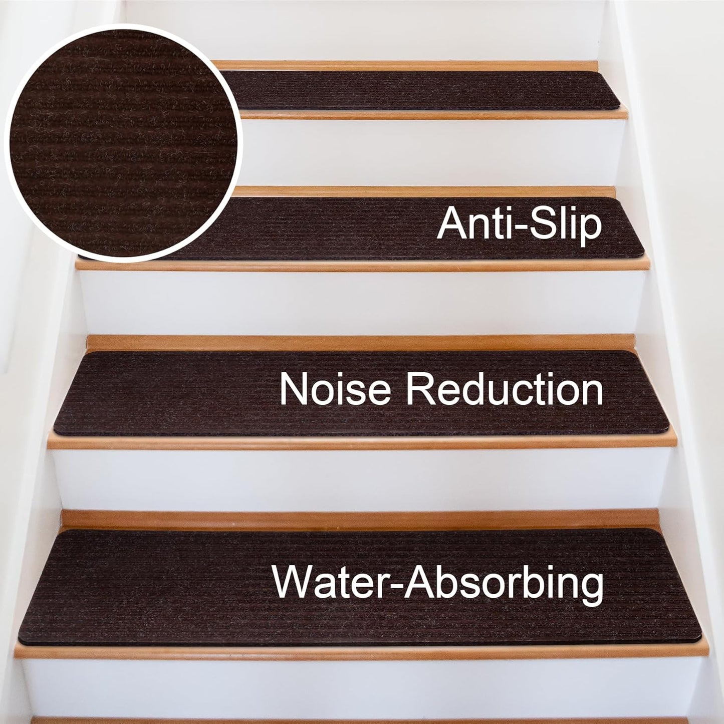 Extra Wide Non Slip Stair Treads for Wooden Steps – 15 Pack 9" x36'' Extra Wide Carpet Runners with Reusable Adhesive, Step Pads for Dogs, Kids, Seniors, Machine Washable – Geige