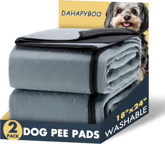 DAHAPYBOO Washable Pee Pads for Dogs,4 Pack Reusable Puppy Pads for Dogs,18x24 Non-Slip Waterproof Pet Training Pads for Crate, Playpen, Bed, Sofa,Whelping Box, Potty Training