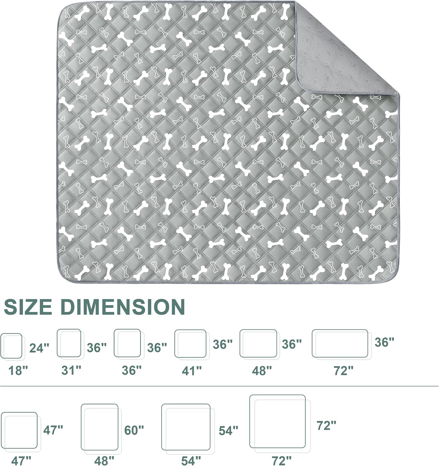 Eterish Reusable Washable Pee Pads for Dogs Large/Extra Large 36'' x 41'' 2 Pack, Absorbent Pet Puppy Dog Training Pads Non-Slip, Waterproof Whelping Potty Pads for Dogs Leak-Proof