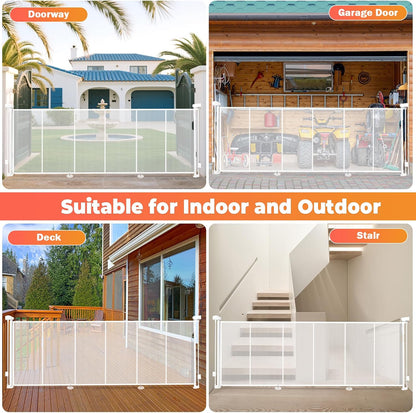 19.7ft Retractable Baby Gates Dog Gate - 236" Extra Wide Expandable Child Safety Gate,37" Tall Toddler Pet Mesh Gate with Reinforced Strips for Doorways,Stairs,Hallways,Outdoor & Indoor Large Openings