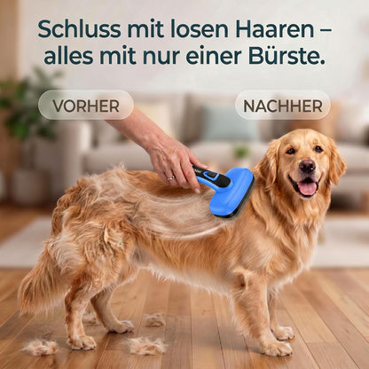 One-Button Self Cleaning Pet Brush for Dogs & Cats, Skin-Friendly Detangling & Shedding Tool for Long and Short Hair, Retractable Grooming Comb, Purple