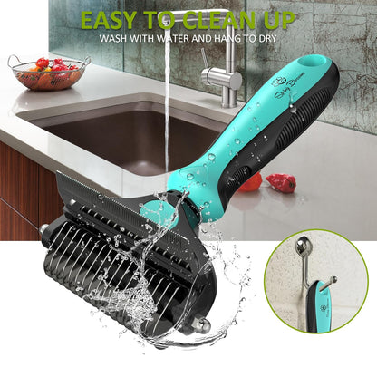 Spring Blossoms-2 in 1 Professional Grooming Rake for Cats & Dogs-Dematting Comb for Easy Mats & Tangles Removing,Pet Brush Safe No More Nasty Shedding and Flying Hair (Orange)