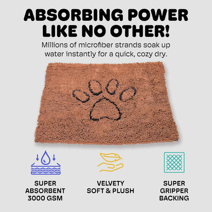 Dog Gone Smart Dirty Dog Doormat - Fast Drying Rug with Super Gripper Backing for Clean Floors - Super Absorbent and Machine Washable Mat for Muddy Paws - Grey