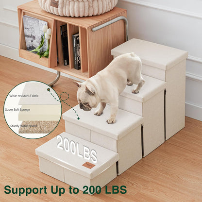 Love's cabin Dog Stairs with Storage 13" H, Foldable Pet Stairs for Small Medium or Large Dogs, Cat Puppy Steps Ramp with Zip up to 150 lbs, Solid Grey, 2 Steps