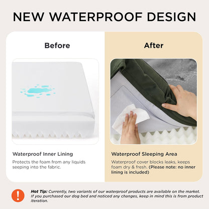 Bedsure Orthopedic Dog Bed Medium Size Dogs - Washable Small Medium Dog Cat Bed Waterproof, Comfort Cats Couch Sofa with Washable Removable Cover, Pets Bed with Nonskid Bottom, Grey, 28"