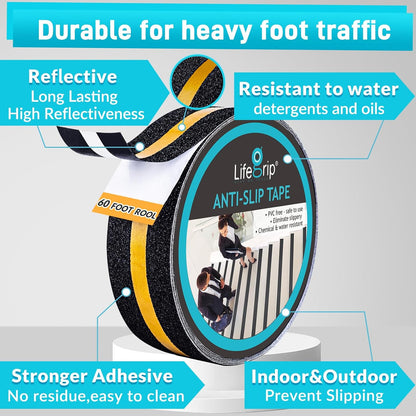 LifeGrip Anti Slip Transparent Anti Slip Tape, 4 inch by 30 feet, Non-Slip Traction Grip Tape to Tubs, Boats, Stairs, Clear, Soft, Comfortable for Bare feet (4" X 30')
