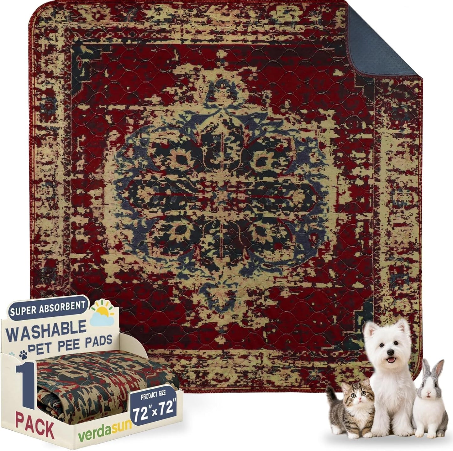 Washable Pee Pads for Dogs, Reusable Puppy Potty Training Pads, Ultra-Absorbent Thick Waterproof Leak-Proof Non-Slip Pads & Mat for Crate, Playpen, Floor, Whelping & Housebreaking , 2 Pack 18"x24"