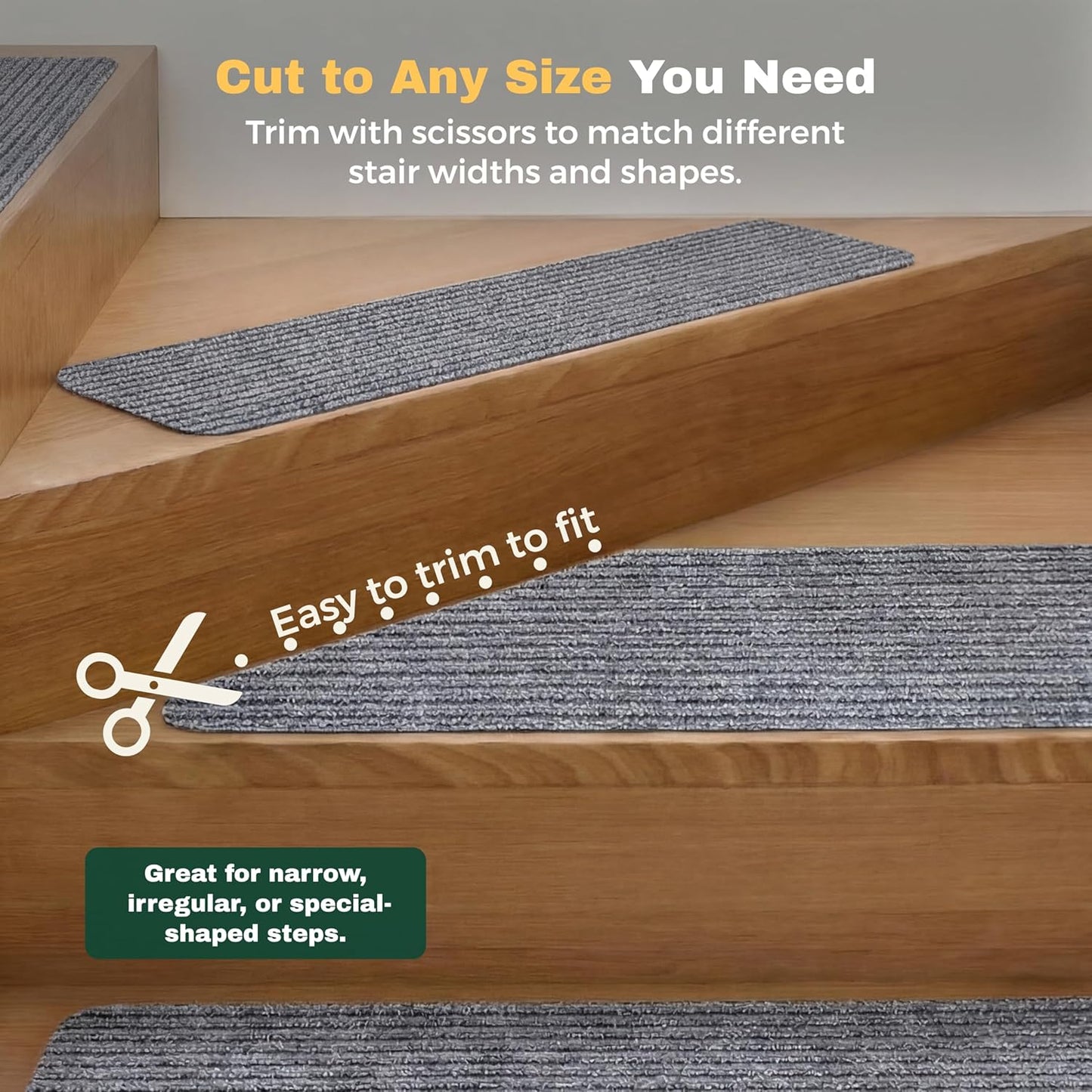 MBIGM 8" X 30" (15 in Pack) Nonslip Carpet Stair Treads Non-Skid Safety Rug Slip Resistant Indoor Runner for Kids Elders & Pets with Reusable Adhesive - Brown - Non Slip Stair Treads Indoor