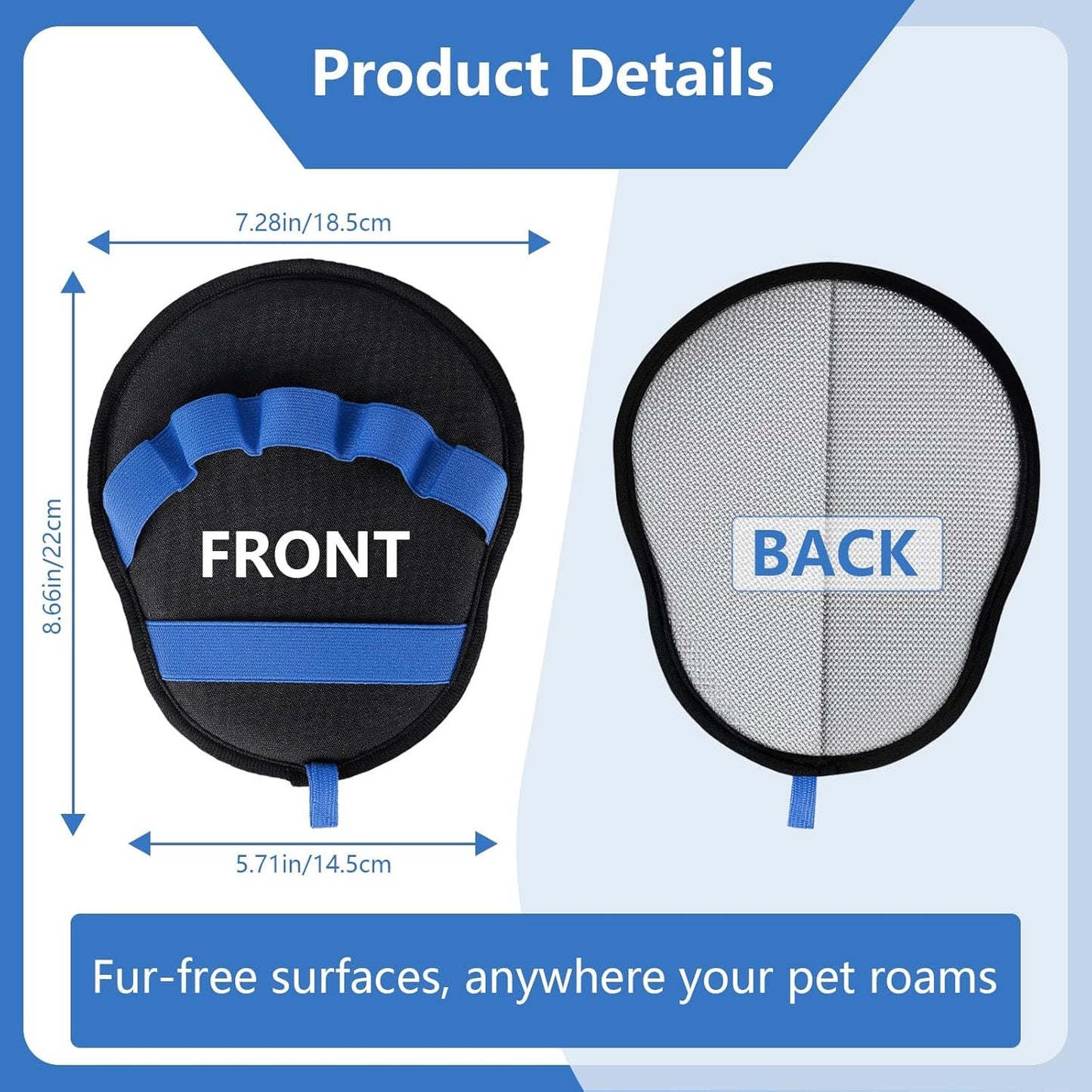 Pet Hair Removal Glove for Dogs & Cats, Reusable Washable Electrostatic Pet Hair Remover Glove, Pet Hair Mitt with Finger Straps for Couch, Carpet, Car Seats, Clothes, Furniture, Red
