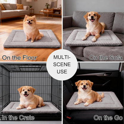 Dog Bed Mat, Reversible Crate Pad & Cute Dog Bed - Machine Washable Kennel Mat with Ultra Soft for Small Dogs (Cool/Warm), 24" x 18", Grey&Star