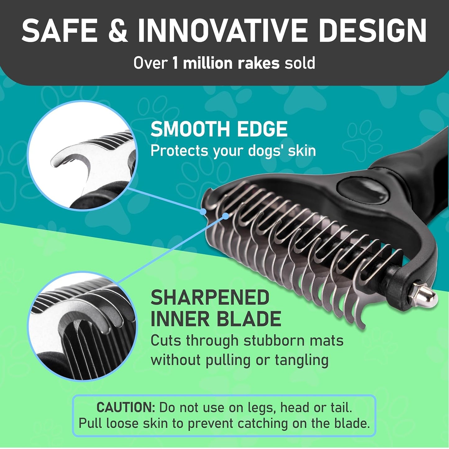 Maxpower Planet Hair Brush - Double Sided Shedding, Dematting Undercoat Rake for Dogs and Cats - Extra Wide Dog Grooming Brush, Reduce Shedding by 95%, Turquoise