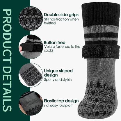 Kuoser Non Slip Dog Socks for Hardwood Floors, Dog Grippy Socks with Double-Sided Traction, Anti Slip Dogs Booties Paw Protectors to Prevent Licking Paws for Small Medium Large Senior Dogs, 4 Pack-M