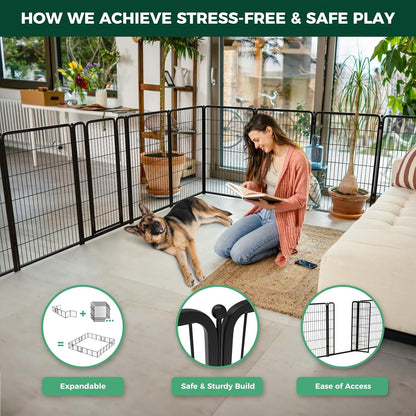 FXW Homeplus Unleashed Indoor Dog Playpen - Stress-Free and Safe Play, Heavy Duty 24 Inch 6 Panels Dog Pen for Puppy and Small Dogs, Black│Patented