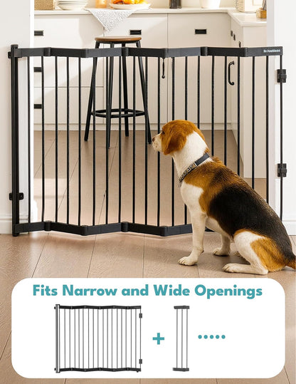 No Pawblems Retractable Safty Gate, Metal Adjustable Dog Gate for Doorways, Stairs & Hallways, Expands to 45" Wide, 36" Tall Gate, Auto Retract Design, No Bottom Bar, Black