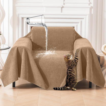 Deep Dream Cat-Scratch Resistant Couch Cover, Waterproof Sofa Cover for 3 Cushion Couch Washable, Pet Friendly Couch Protectors Anti Slip Thickened Love Seat Slipcovers for Pets, 71" x 118", Dark Grey