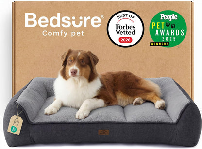 Bedsure SupportMax™ XL Pro Orthopedic Dog Beds Large Sized Dog - Extra Thick Supportive Dogs Couch with Waterproof Washable Cover, Extra Large Comfort Pet Sofa with Sherpa & Nonskid Bottom, Grey, 45"