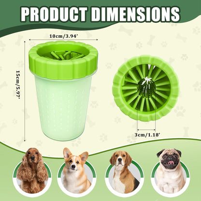 Dog Paw Cleaner Cup, Soft Silicone, Portable, Easy to Clean, Removes Mud and Dirt, Grooming Accessory for Home, Travel – Green, M