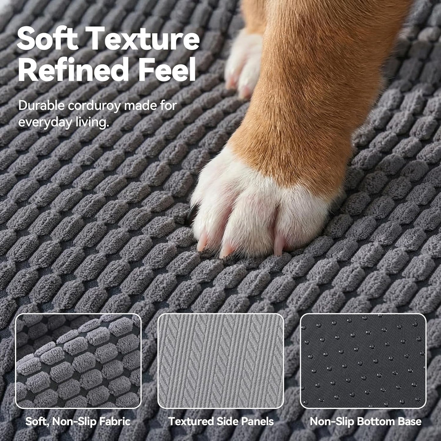 Dog Stairs for Small Dogs, 15.7" High 3 Step Foam Ramp for Bed & Couch, Pet Steps for Senior Pets, Non Slip Base, Washable Cover, Joint Support Design, Grey, Suitable for Cats