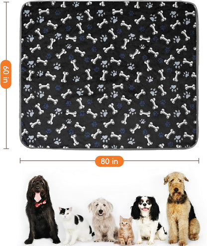 Waterproof Dog Blankets Pet Blanket 50"x60", Soft Fluffy Sofa Car Bed Protector, Reversible Sherpa Fleece Dog Blanket for Large Dogs (Dark Grey-Paws)