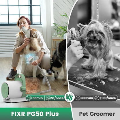 Dog Grooming Vacuum and Kit, Clipper Nail Trimmer Grinder, 2.5L Dust Cup 7 Grooming Tools 11000Pa Pet Vacuum for Shedding Grooming, Dog Hair Vacuum, Home Cleaning, PG50 Plus