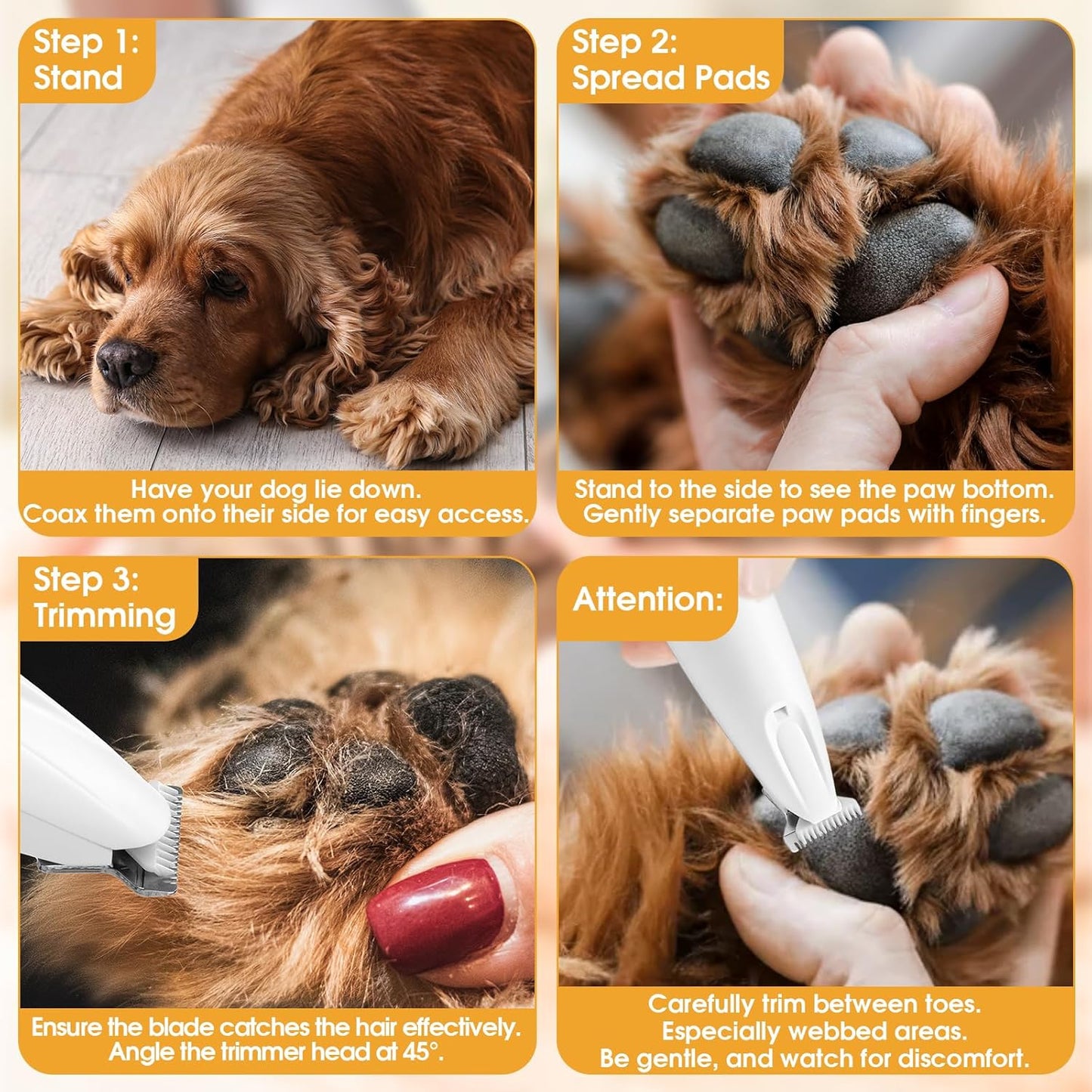 Palksky Dog Clippers for Grooming - 2 in1 Upgraded Electric Dog Paw Trimmer with Nail Grinder, Rechargeable Waterproof Paw Trimmer with Led Display for Dogs Paws, Ears, Face, Rump & Eyes