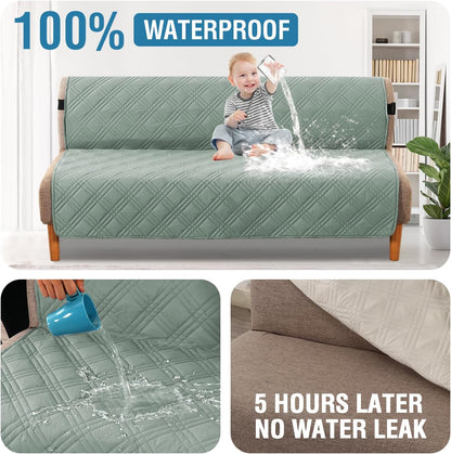 H.VERSAILTEX 100% Waterproof Slipcovers for Couches and Sofas Modern Pet Couch Cover Thick Soft Furniture Protector with Elastic Straps(Sofa, Lily Pad/Beige)