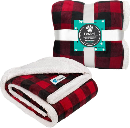 PetAmi Waterproof Dog Blanket for Couch, Large 60x40, Pee Proof Sherpa Fleece Reversible Pet Throw, Furniture Protector for Bed Sofa Kennel, Soft Washable Cover for Medium Dogs Cats, Grey Sherpa