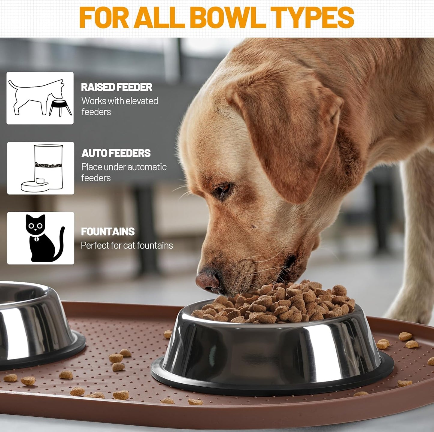 Hubulk 100% Waterproof Silicone Pet Feeding Mat with Raised Edge for Food and Water, Dog Bowl Mats, Cat Bowls Placemat with High Lip Protects Floor for Cats and Dogs (Gray, 19" L x 12" W)