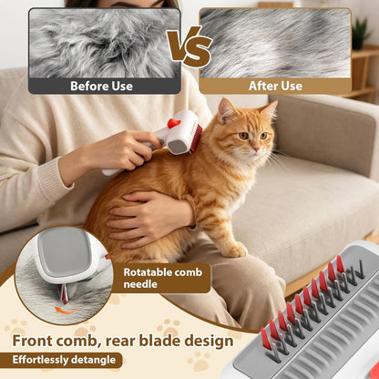 2-in-1 Pet Self-Detangling & Grooming Comb,2026 New Deshedding Tool for Dogs & Cats,Undercoat Rake & Brush for Long or Short Hair, Removes Mats, Tangles & Loose Fur(1 Pack)
