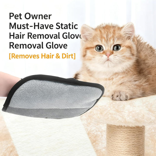 Pet Hair Removal Glove for Dogs and Cats, Reusable 5-Finger Electrostatic Pet Hair Remover, Washable Grooming & Cleaning Glove for Couch, Carpet, Clothing, Car Seats