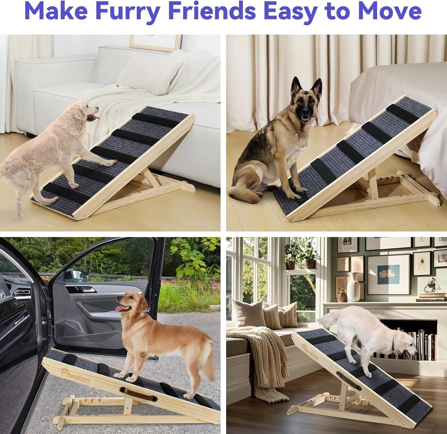2026 Upgraded Dog Ramp for Couch, Foldable Small Dog Ramp for Sofa, 4 Adjustable Height from 13'' to 21", Portable Stable Pet Steps with Non-Slip Pad, Pet Ramps Use for Sofa Couch Stairs
