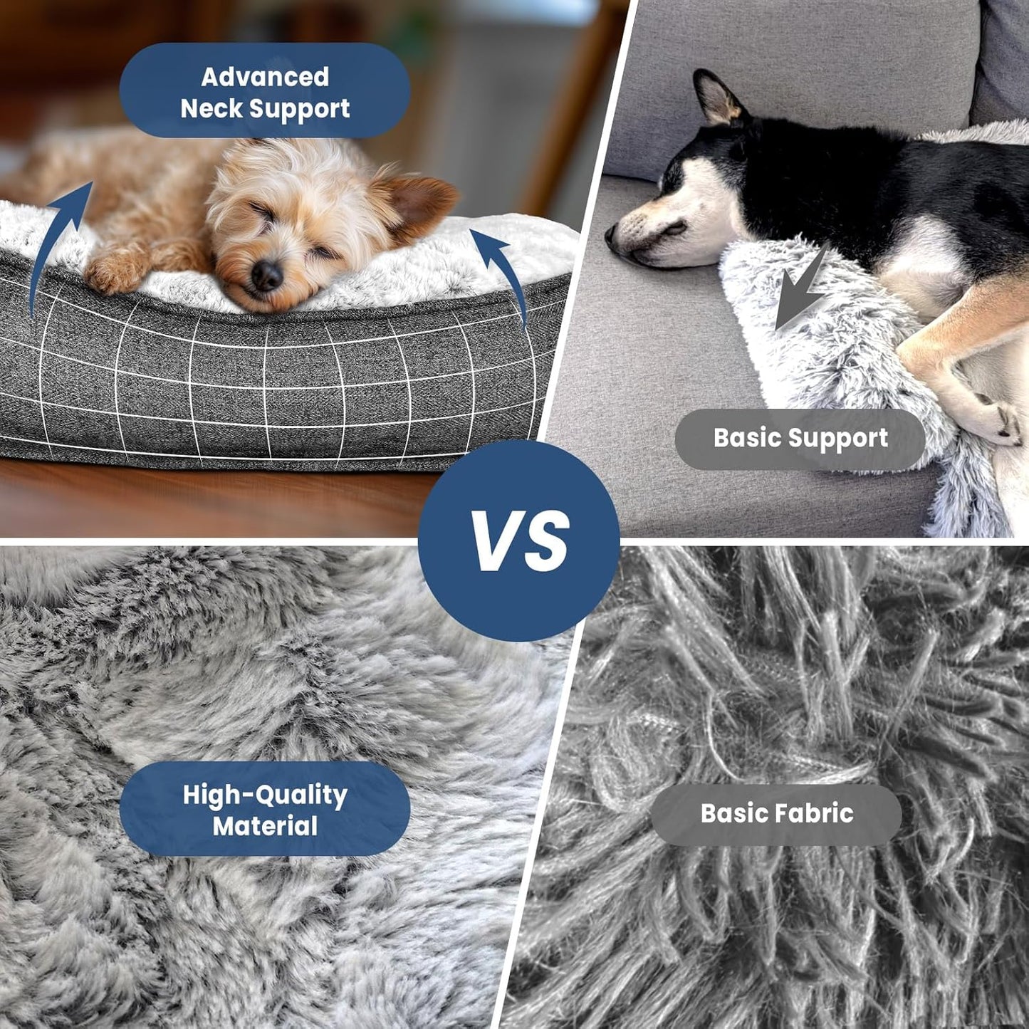 Calming Large Dog Bed for Couch, 41 x 37 inch Removable Couch Cover for Dogs Washable, Non-Slip Fluffy Plush Dog Sofa Mat for Furniture Protector - Grey