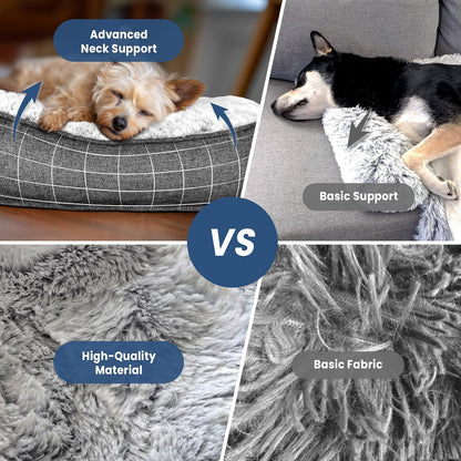 Calming Large Dog Bed for Couch, 41 x 37 inch Removable Couch Cover for Dogs Washable, Non-Slip Fluffy Plush Dog Sofa Mat for Furniture Protector - Grey