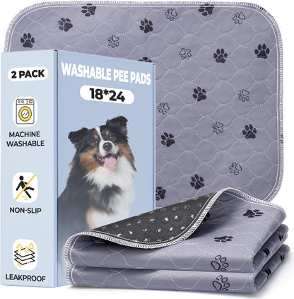 Fostanfly Washable Pee Pads for Dogs, 2 Pack Large 36"x41" Ultra-Absorbent and Leak-Proof Non-Slip Reusable Potty Training Pads for Dogs, Cats, Puppy, Potty Training of Add 8 Lanyards