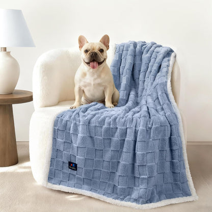 Luciphia Waterproof Dog Blanket, Leakproof Small Pet Blanket for Couch Sofa Bed Furniture Cover Protector, Washable Soft Sherpa Fleece with 3D Jacquard, Cozy Calming Reversible, Gray White, 40"x28"
