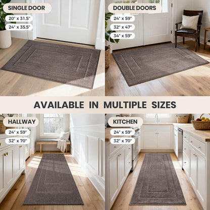 PURRUGS Dirt Trapping Door Mat 32" x 47", Non-Slip/Skid Machine Washable Entryway Rug, Dog Doormat, Super Absorbent Welcome Mat for Muddy Wet Shoes and Paws, Grayish Brown