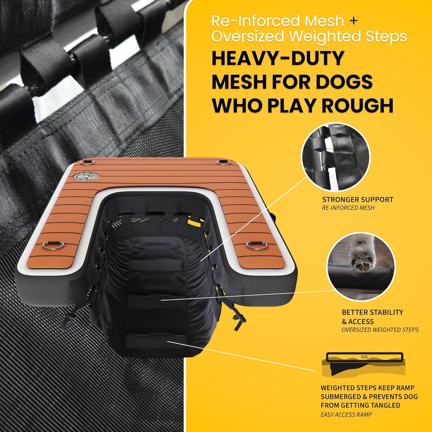 DOK Dog-DOK Inflatable Dock Platform: Safe & Easy Water Access for Dogs Up to 230 lbs; Floating Non-Slip EVA Foam with Dog Boat Ramp for Pool, Dock, & Lake | Military Grade & High Visibility