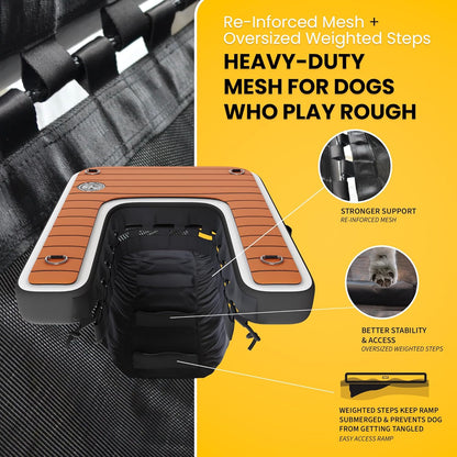 DOK Dog-DOK Inflatable Dock Platform: Safe & Easy Water Access for Dogs Up to 230 lbs; Floating Non-Slip EVA Foam with Dog Boat Ramp for Pool, Dock, & Lake | Military Grade & High Visibility