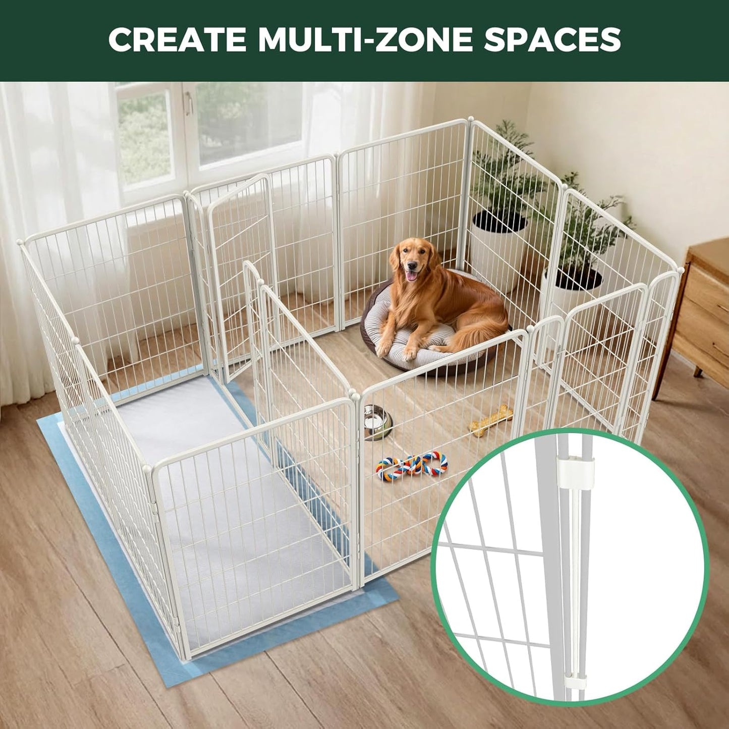 FXW Homeplus Unleashed Indoor Dog Playpen - Stress-Free and Safe Play, Heavy Duty 24 Inch 6 Panels Dog Pen for Puppy and Small Dogs, Black│Patented