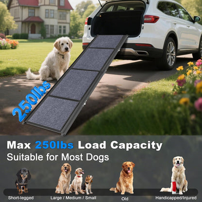 AQUILLA Dog Ramp for Car, 67" L x 17.3" W Foldable Portable Dog Ramp with Non-Slip Rug Surface, Outdoor Pet Ramp for Small & Large & Old Dogs, Get on SUV Car & Truck, Up to 250LBS