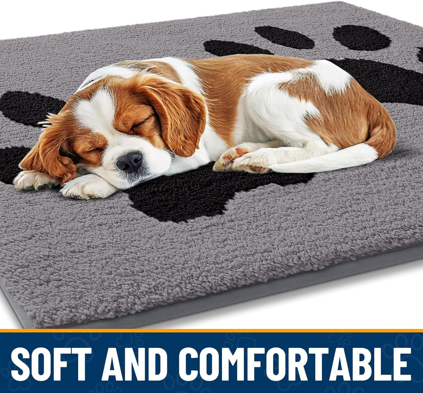 Smiry Dog Door Mat for Muddy Paws, Absorbs Moisture and Dirt, Low-Profile Entryway Mat with Non-Slip Backing, Entry Indoor Outdoor Doormat for Inside Floor (30x20 Inches, Grey, Striped)
