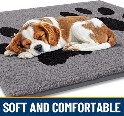 Smiry Dog Door Mat for Muddy Paws, Absorbs Moisture and Dirt, Low-Profile Entryway Mat with Non-Slip Backing, Entry Indoor Outdoor Doormat for Inside Floor (30x20 Inches, Grey, Striped)