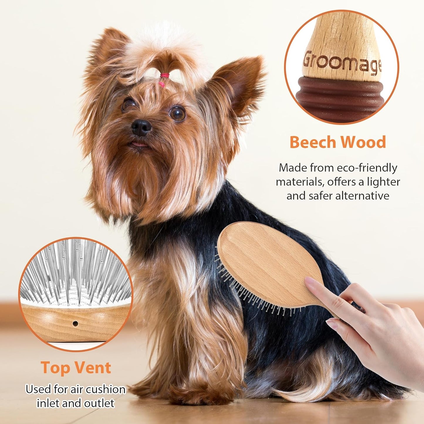 Dog Brush for Long Haired Dogs, 27mm Extra Long Metal Pin Dog Deshedding Brush and Comb Set, Short Haired Shedding Grooming Detail Pets Brush Set with Rubber Handle