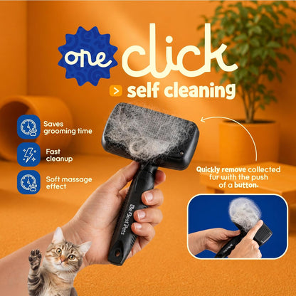 Be Best Pets Slicker Brush for Dogs & Cats - Self Cleaning Dog Brush for Shedding & Grooming - Gentle Bristles Pet Hair Remover Detangling Brush for Undercoat, Tangles & Loose Fur Removal