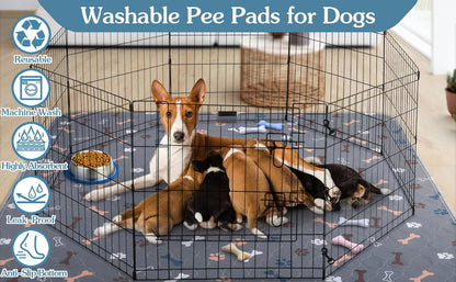 Washable Pee Pads for Dogs, 2Pack Reusable Puppy Pads, Fast Absorbent Dog Pee Pads for Crate Pet Training Pads, Waterproof Whelping Pads for Dogs Bed Mat Crate Indoor (Grey, 18x24)