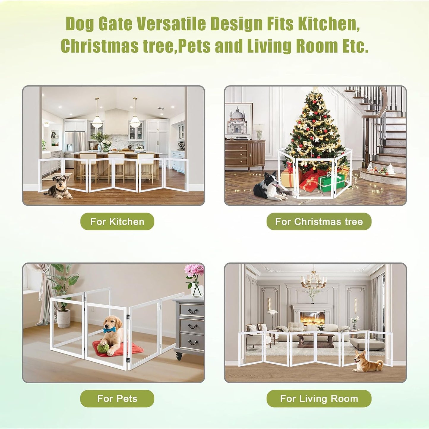 LZRS Clear Dog Gate for Indoor Use - Transparent Pet Fence with Solid Hardwood and Plastic Board, Stylish & Durable freestanding Pet Gate for Doorways, Stairs and Hallways-2 Panel Cherry