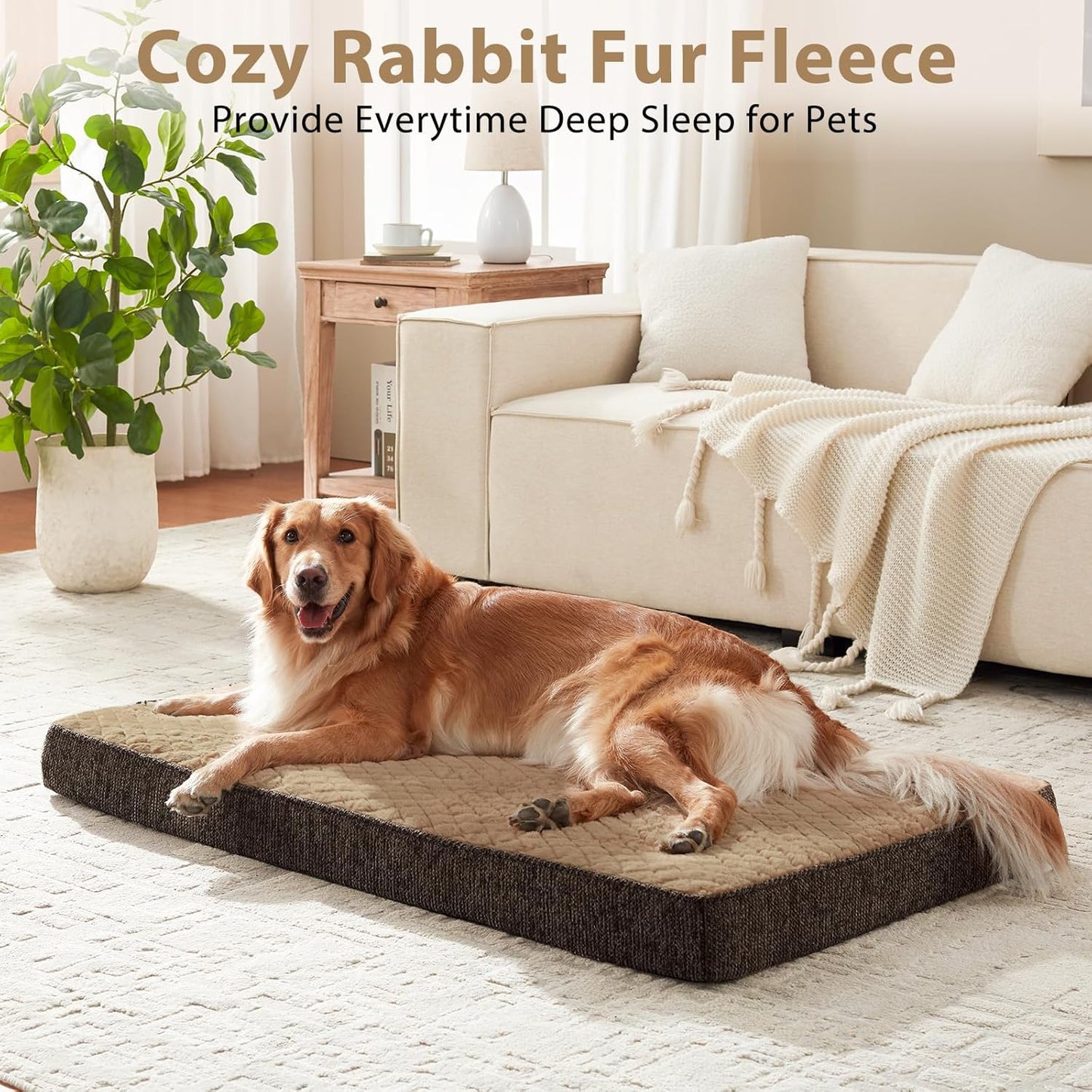 JOEJOY XL Dog Beds Large Sized Dog, Orthopedic Big Dogs Crate Bed with Washable Removable Cover, Extra Thick Egg-Crate Memory Foam Pet Beds up to 80 lbs, Grey, 41"x27"