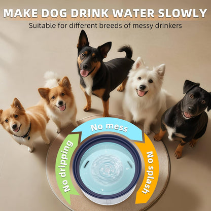 Decflow 1.2Gallon Dog Water Bowl No Spill, 4.5L Large Capacity Spill Proof Dog Bowls with Transparent Floating Disk, No Splash Slow Drinking Dog Bowl for Sloppy Messy Drinkers (Clear)