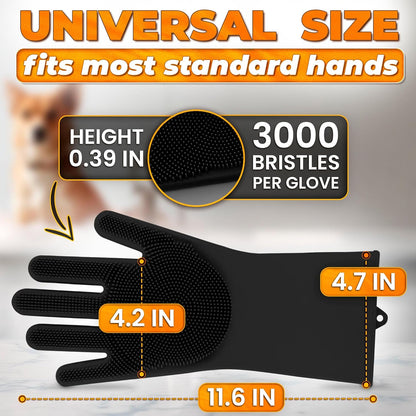 Cat and Dog Shampoo Gloves with 3000 Soft Bristles – 2-in-1 Dog Bath Gloves 11.6", Durable Silicone, Saves Shampoo | Massage, Grooming & Clean Wet or Dry – Made for Every Breed and Coat Style (Blue)