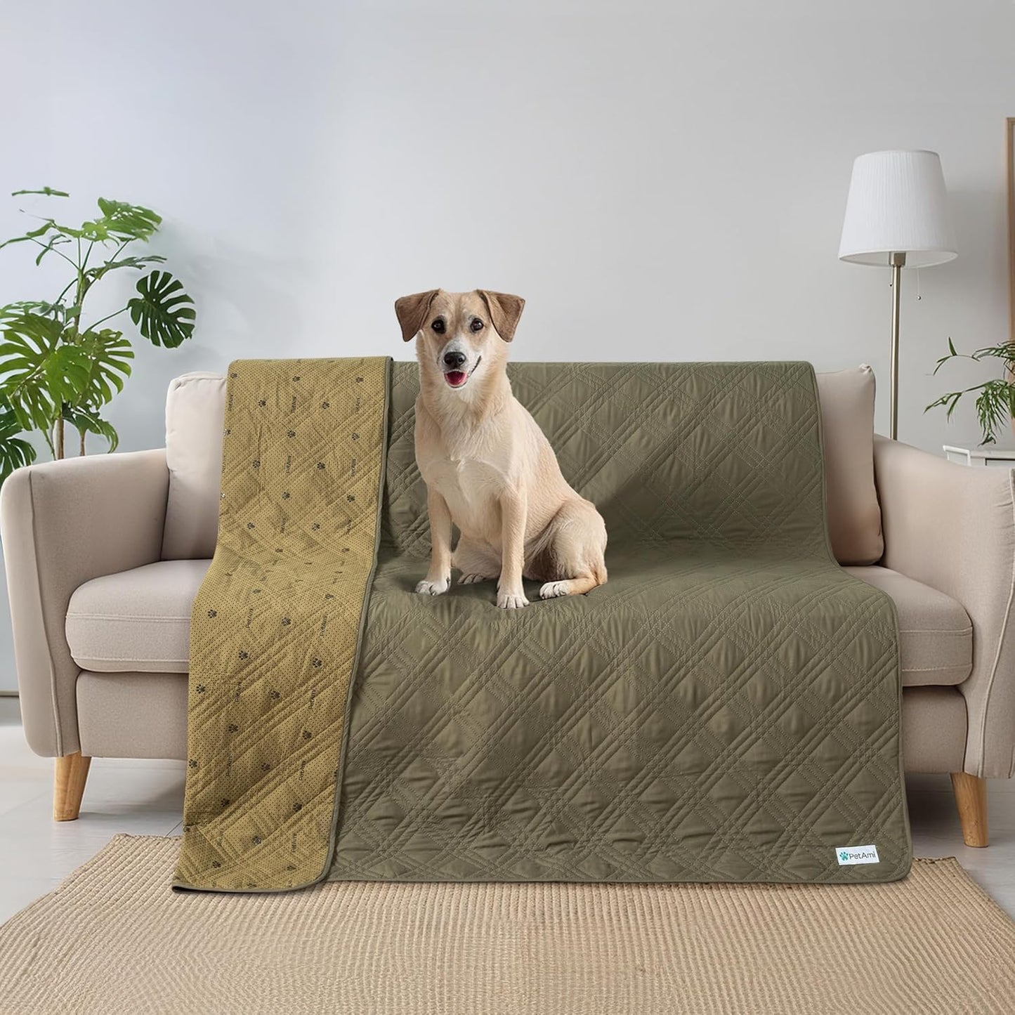 PetAmi Waterproof Couch Cover for Dogs, Reversible Furniture Cover Sofa Protector for Pet Cat Bed, Washable Blanket Dog Cover for Couch Seat, 52x82 Gray